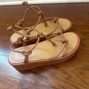 Flattered Heather Knot Leather Black Platform Sandals Size EU 37 7 made in Spain